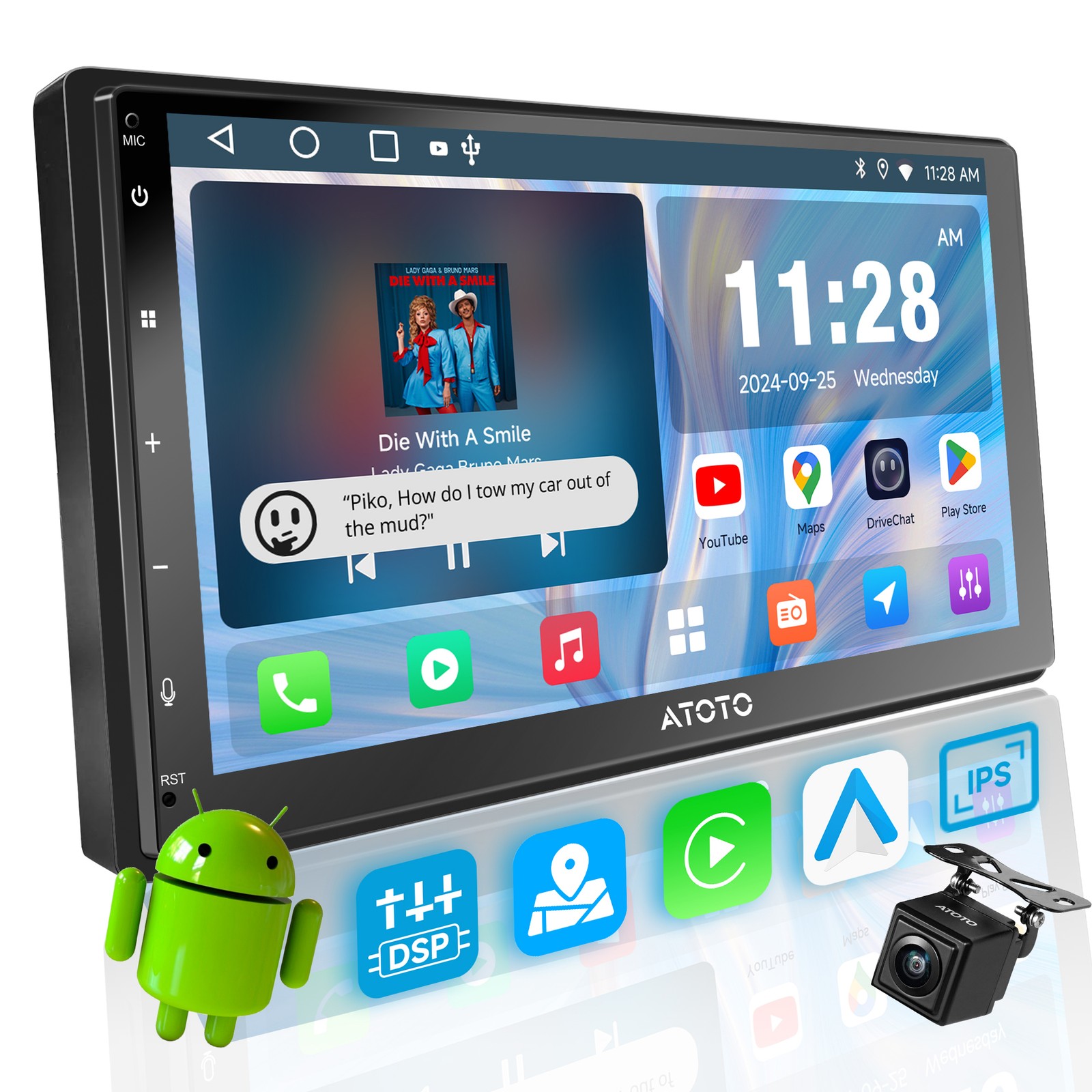 ATOTO 7″ Android Car Stereo Double Din Wireless Carplay Android Auto Backup Cam