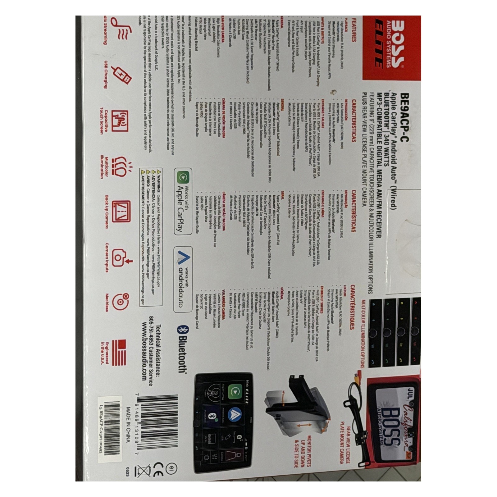 BOSS Audio Systems BE9ACP-C 9 inch Apple CarPlay Android Auto Car Stereo Camera