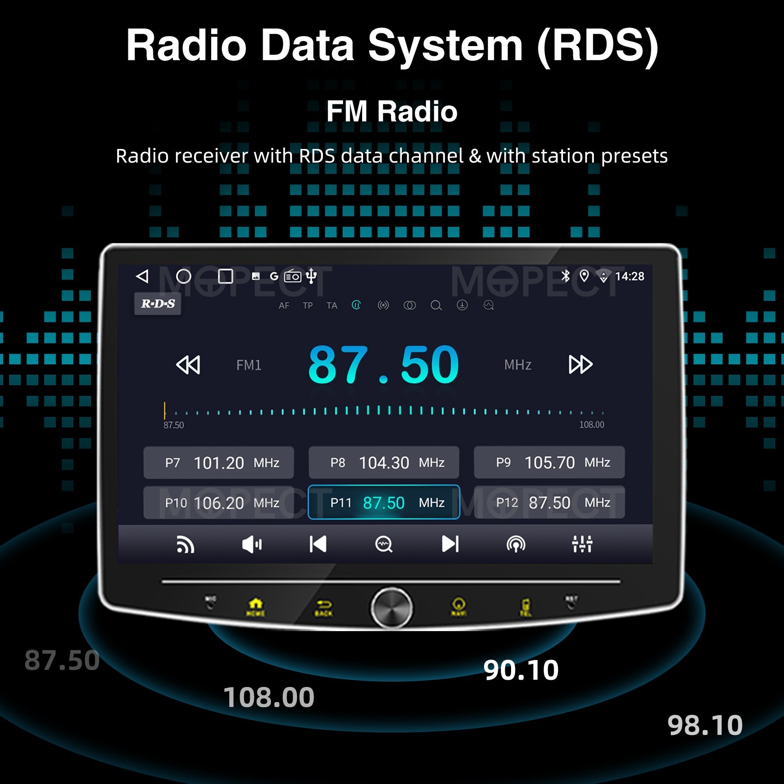 10.1″ Universal 4+64GB Car Stereo Radio DVR+ 1Din Rotatable Carplay GPS Navi+AHD