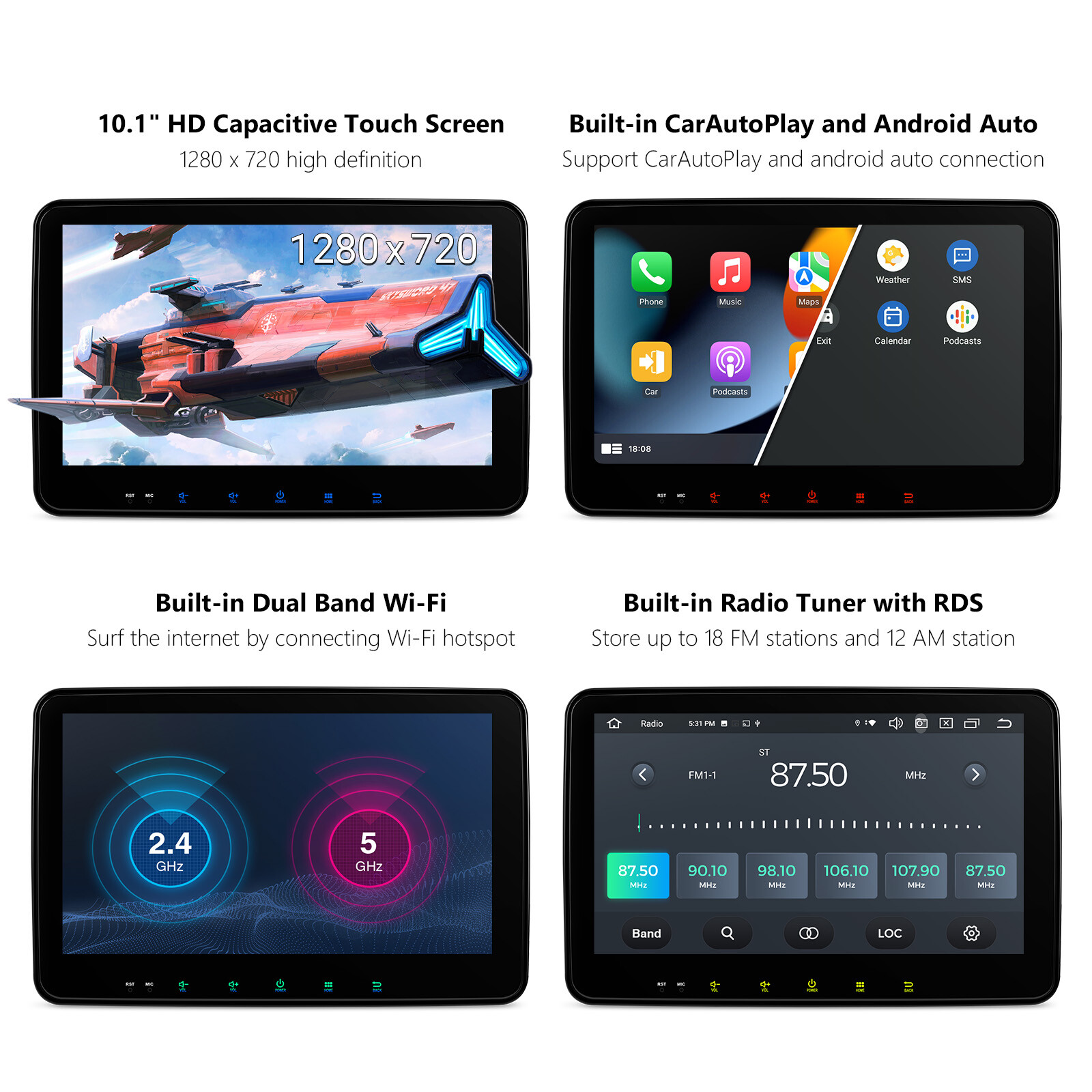 10.1” QLED Double 2 DIN Android 13 8-Core Car-Play Car Stereo Radio GPS 4G WiFi