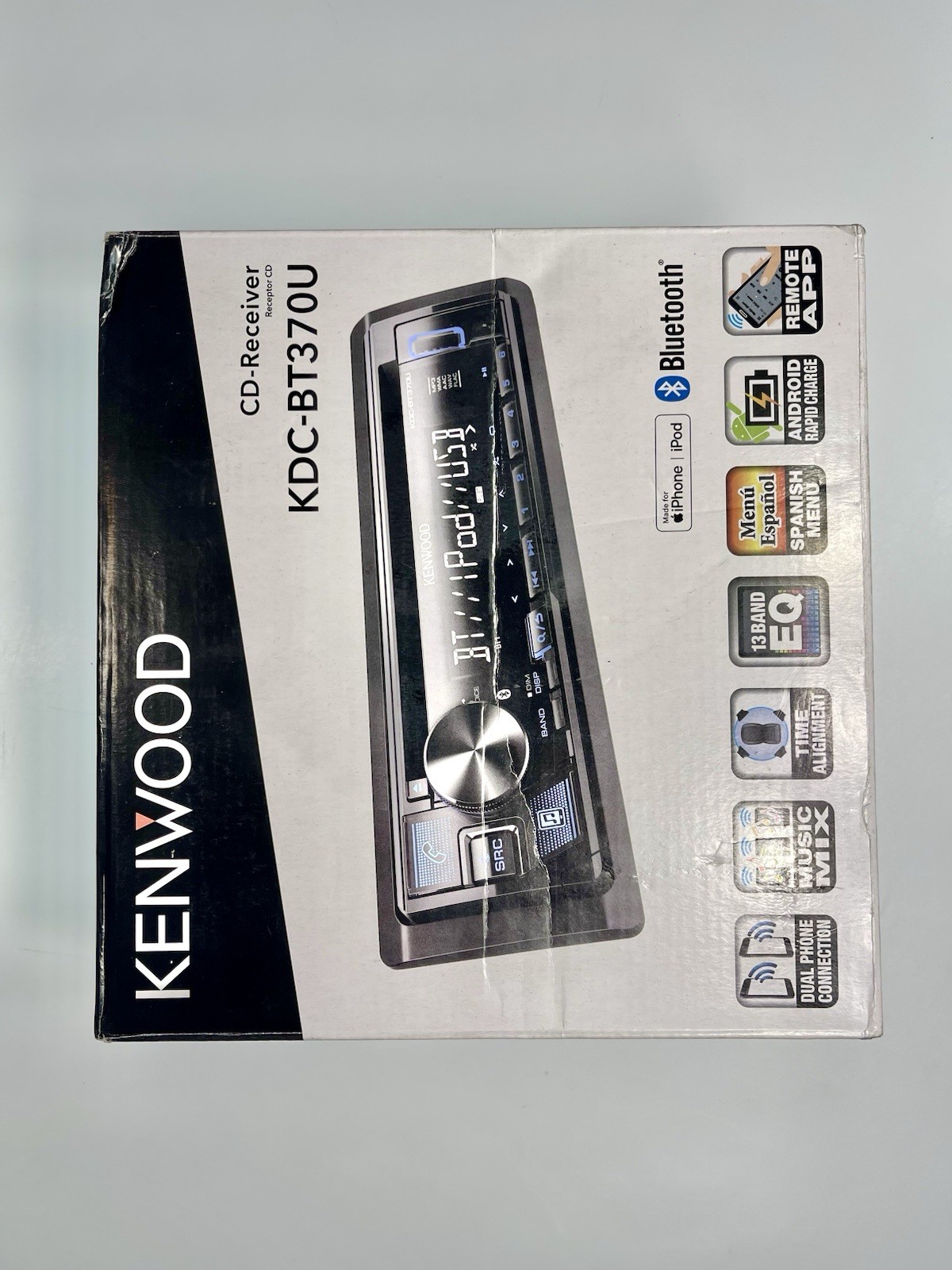 Kenwood KDC-BT370U Bluetooth Car CD Player Android iPhone AM FM MP3 USB Aux