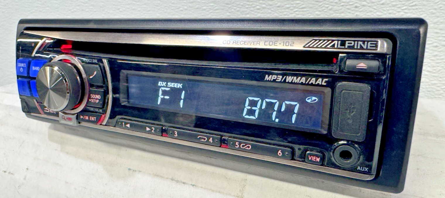 Alpine CDE-102 CD player radio stereo AUX USB 1 Din head unit receiver waranty