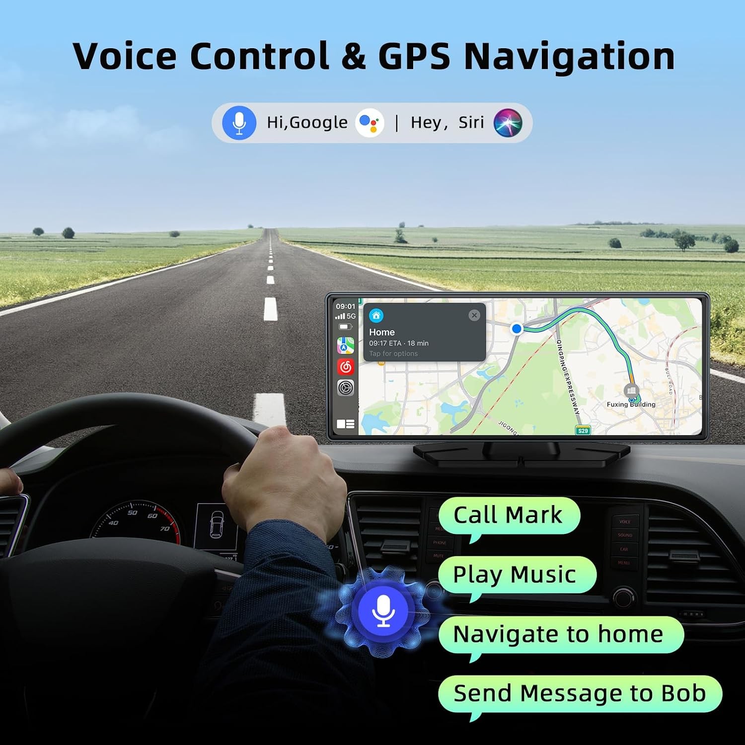 9.26″ Car Portable Wireless Apple CarPlay Android Auto Touchscreen FM AUX Unit