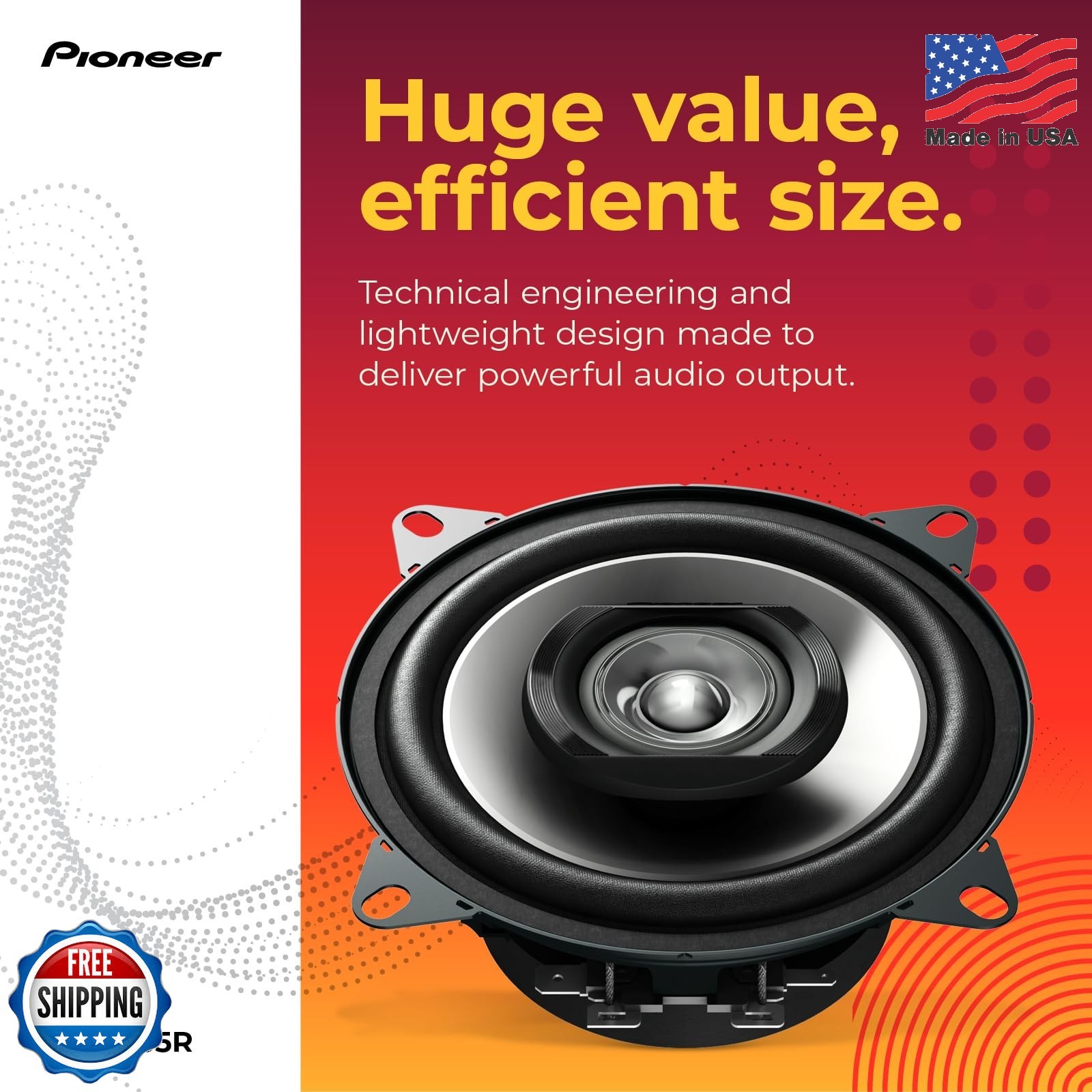 PIONEER F-Series TS-F1035R 4” 2-Way Speakers (Pair) – 150W Max, Balanced Sound +
