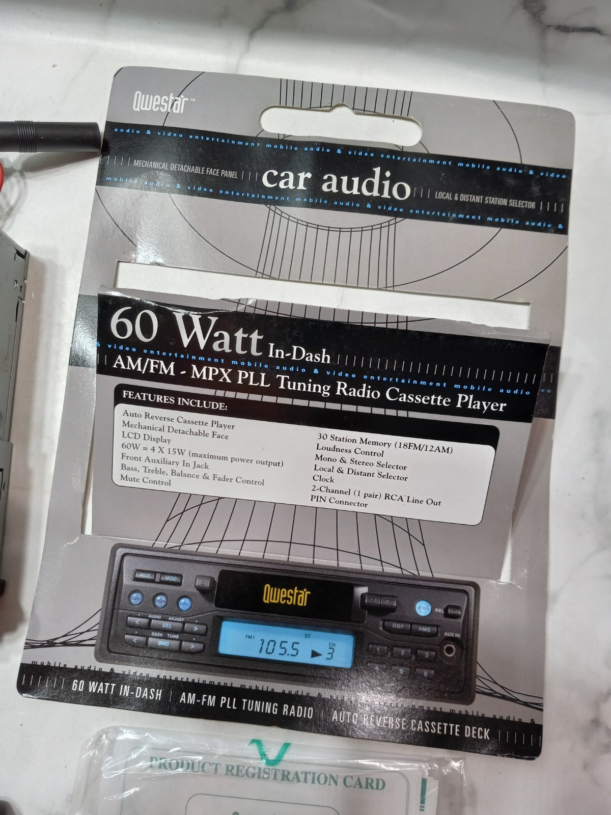 Qwestar QK-137 60 Watt In-Dash AM/FM MPX PLL Tuning Radio Cassette Player NOS