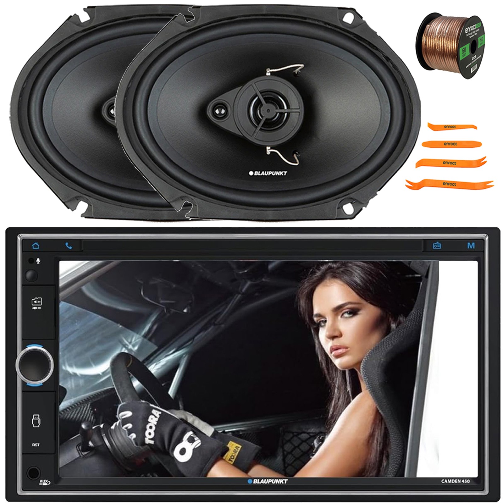 Blaupunkt CAMDEN 450 7” Touchscreen Receiver, 2x 6×8″ 60W Car Speakers, Wire