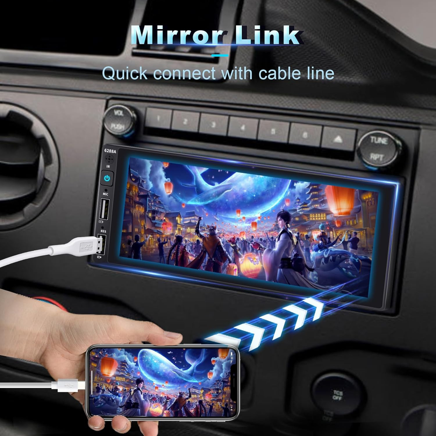 Wireless Single Din Car Stereo with Apple Carplay,Ips Touch Screen Car Radio wit