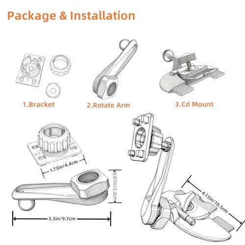 Extended Arm CD Slot Mount for CarPlay Screen Adjustable 360° Rotating