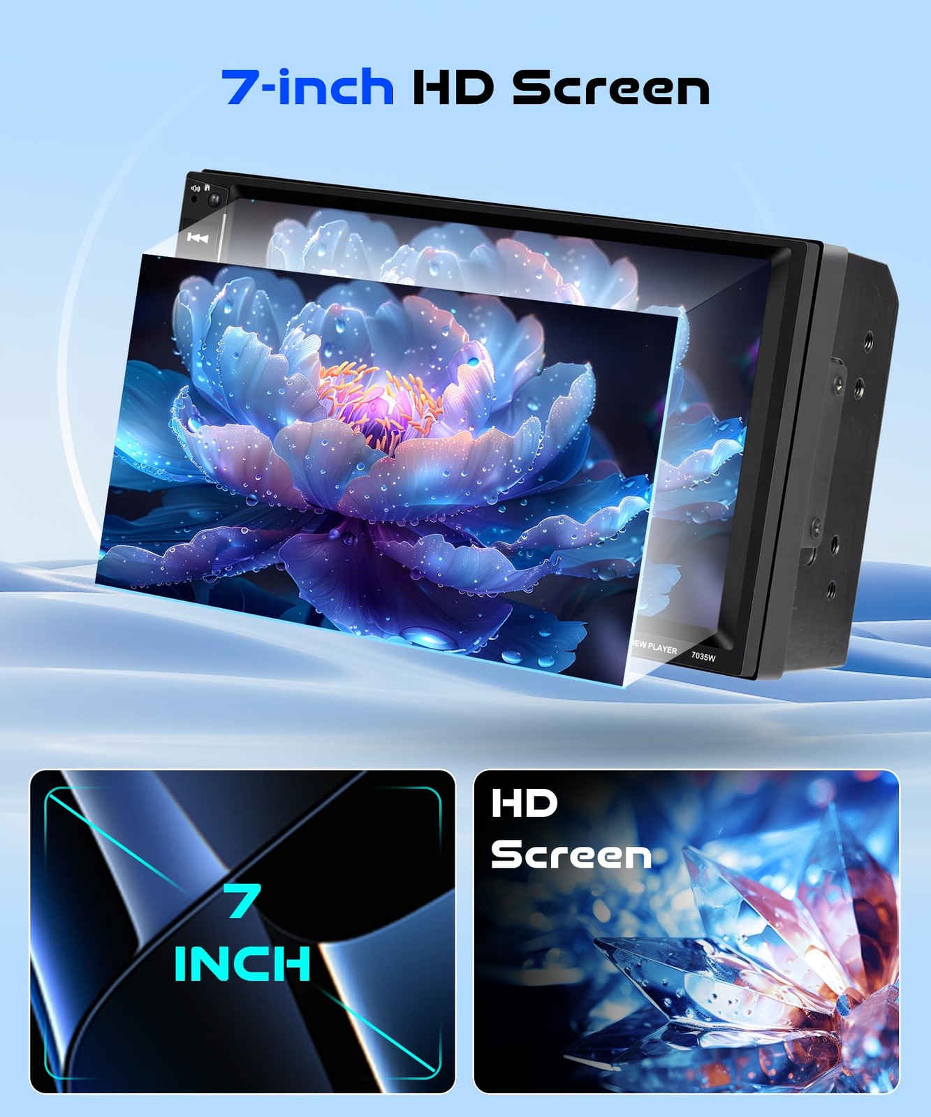 MAHVEC 7” Double Din Car Stereo with Wireless CarPlay Android…