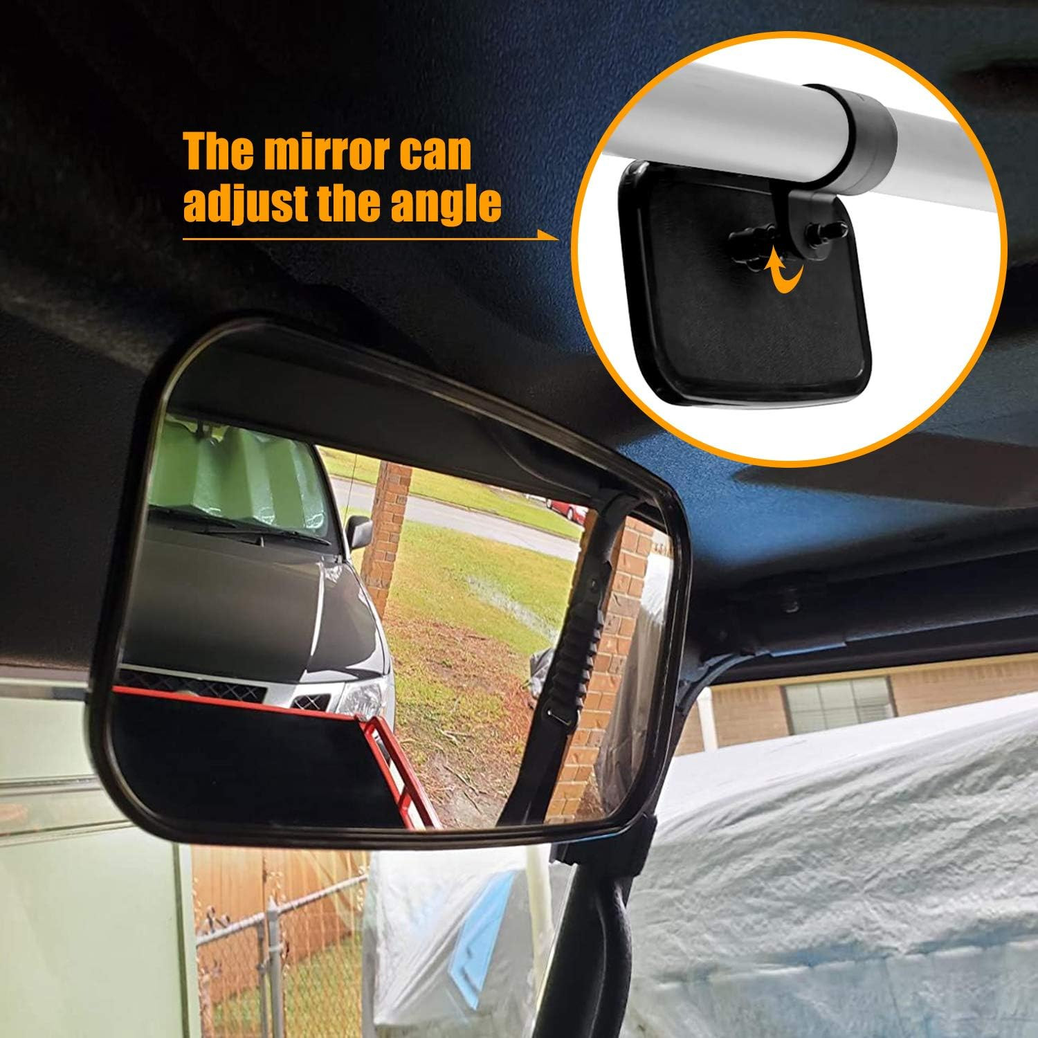 RANSOTO UTV Side Rear View Mirror and Center Mirror for 1.6″ to 2″ Bar Compatibl