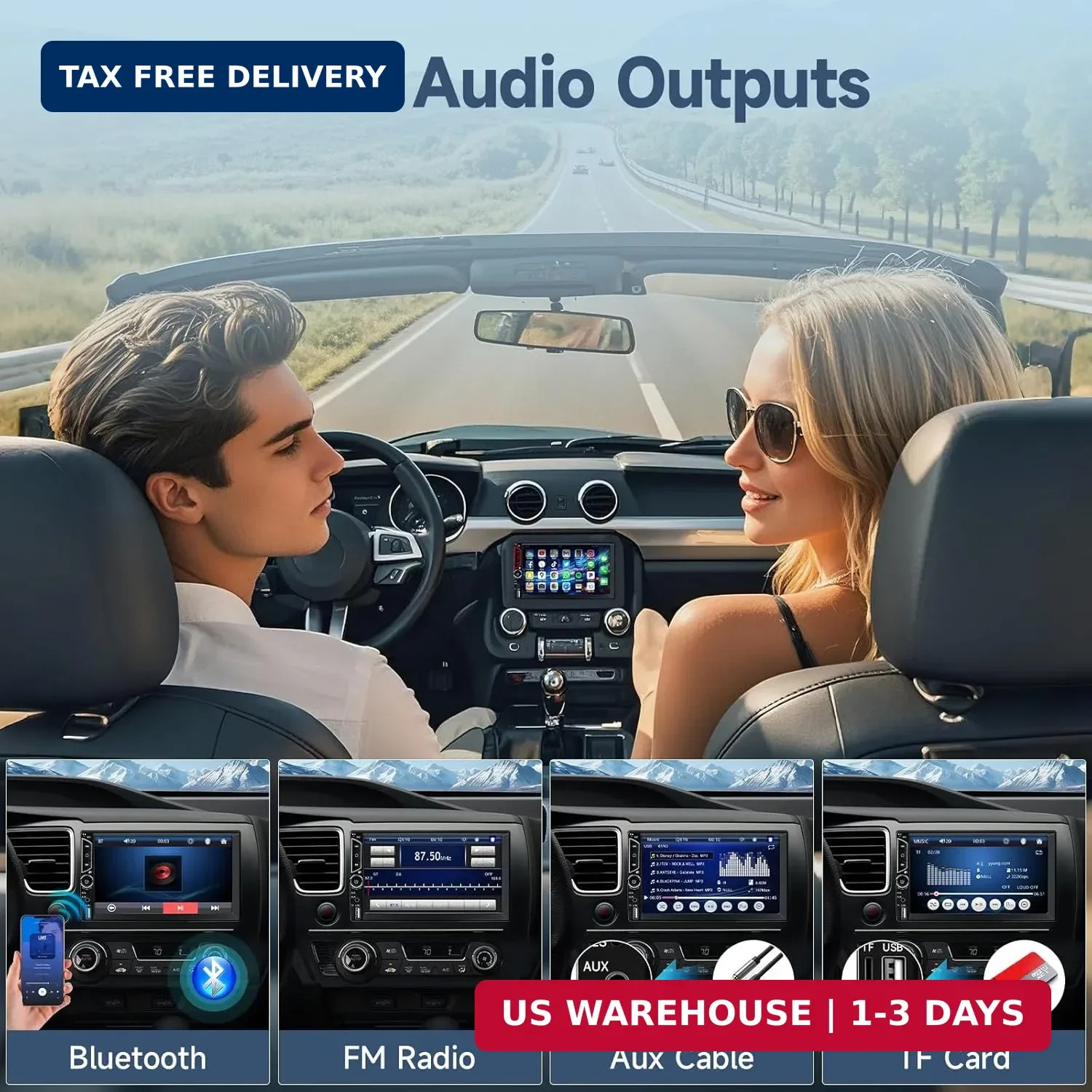 Leadfan 7inch Car Stereo Double Din Radio Touchscreen with Backup Camera Multime