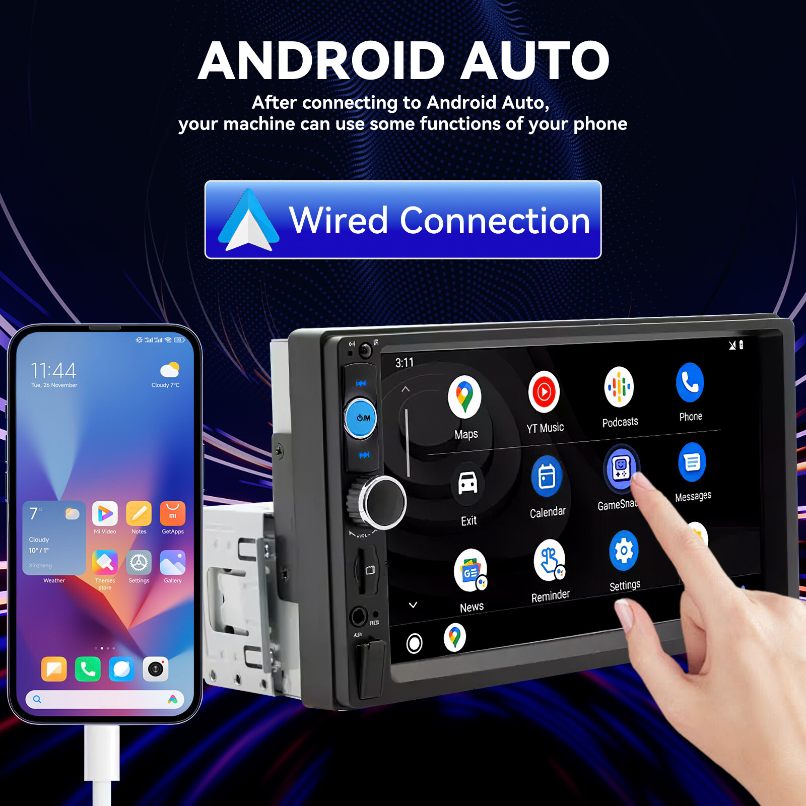Single 1/2 Din Touch Screen Stereo Bluetooth Radio Car Apple/Android Carplay GPS