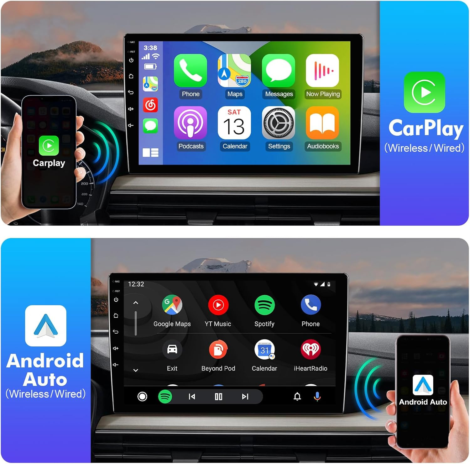 2+64G 10.1-Inch Android 14 Car Stereo IPS Touchscreen Screen Car Radio with Carp