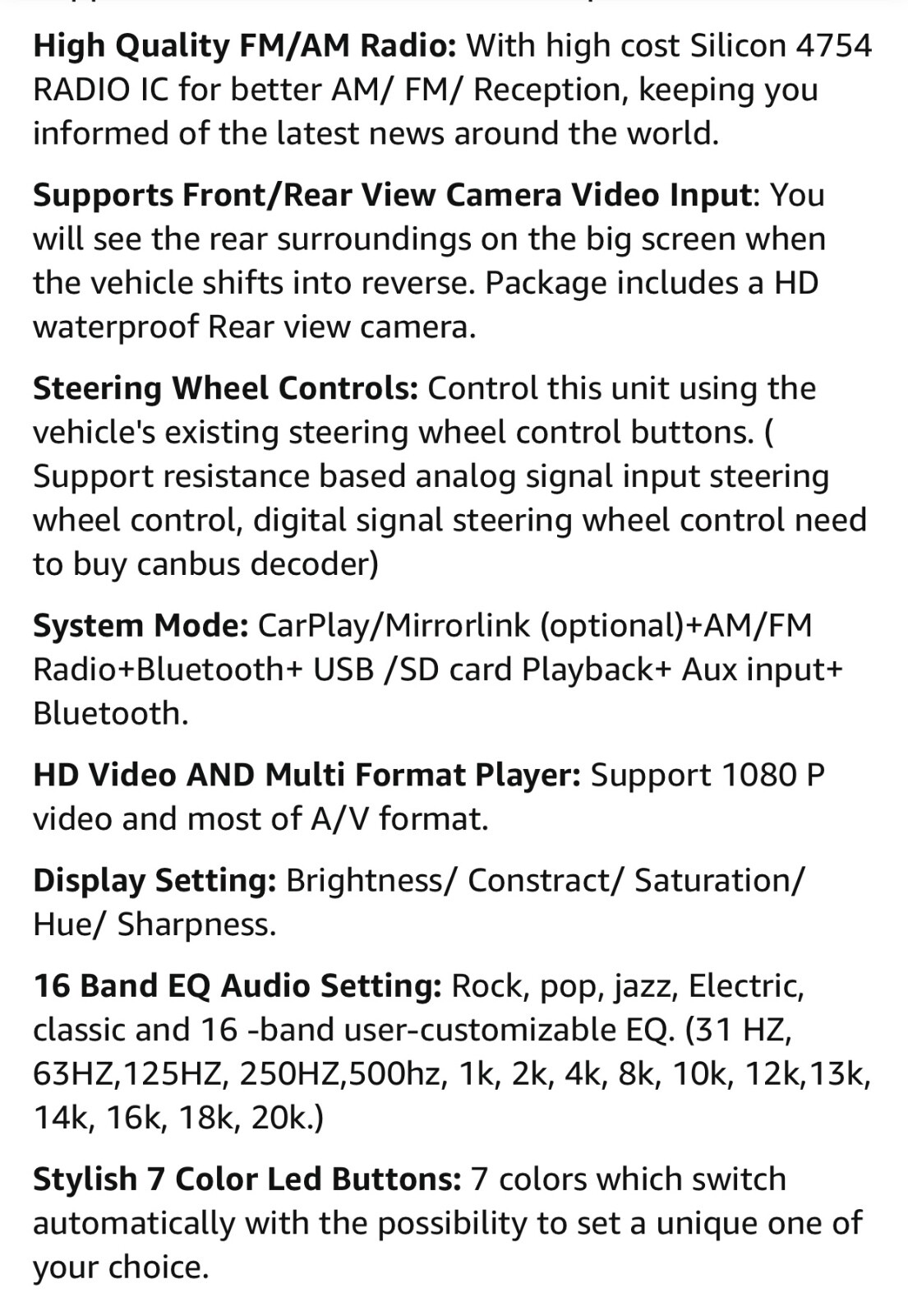 Double DIN CarPlay Multimedia Player, 7″ HD Capacitive Touchscreen, Car Stereo w