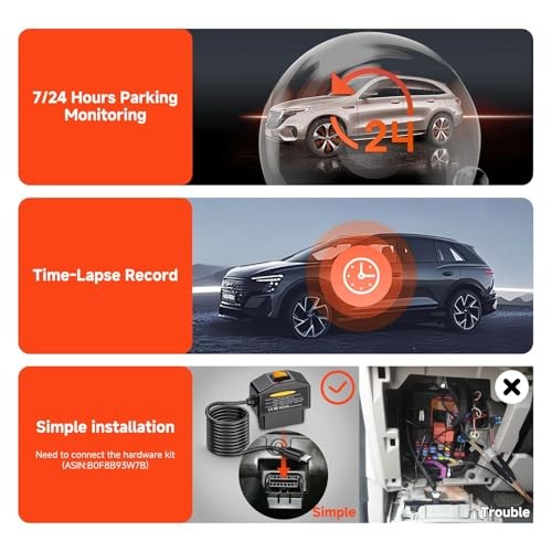 Front 4K Dash Cam 3.6″ Touch Screen Rear 1080P Loop Recorder WiFi 64GB IPS Touch