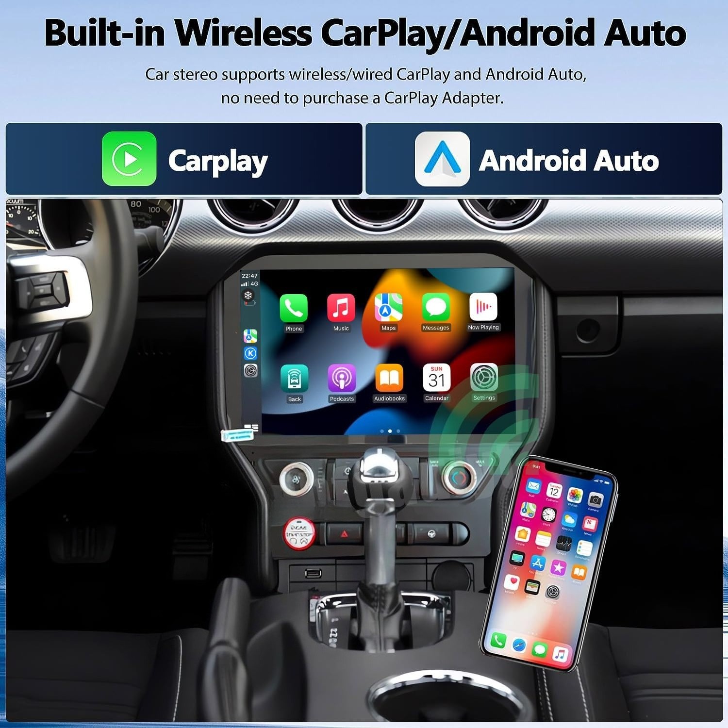 11.5″ Android Car Radio Stereo Carplay GPS Navi 4+64G For Ford Mustang 2015-2023