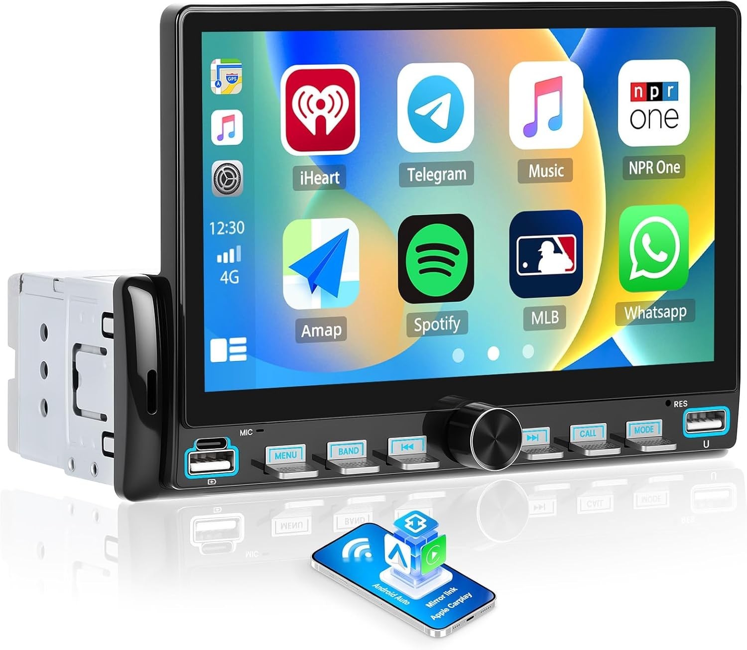 7 Inch Single Din Car Stereo – Wireless CarPlay & Android Auto, Mirror Link, …