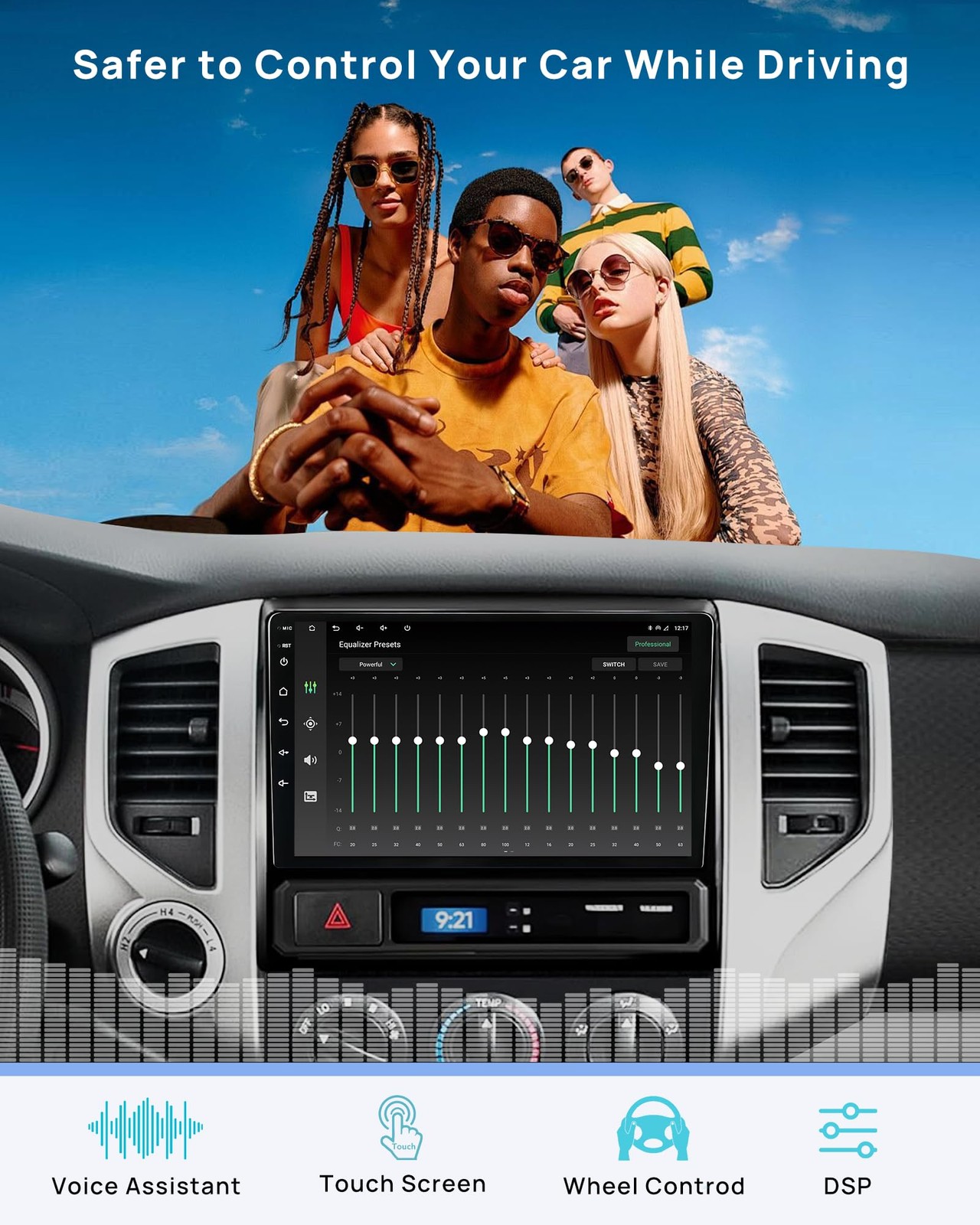 for Toyota Tacoma Radio 2005-2015 Upgrade Wireless CarPlay Android Auto, 9…