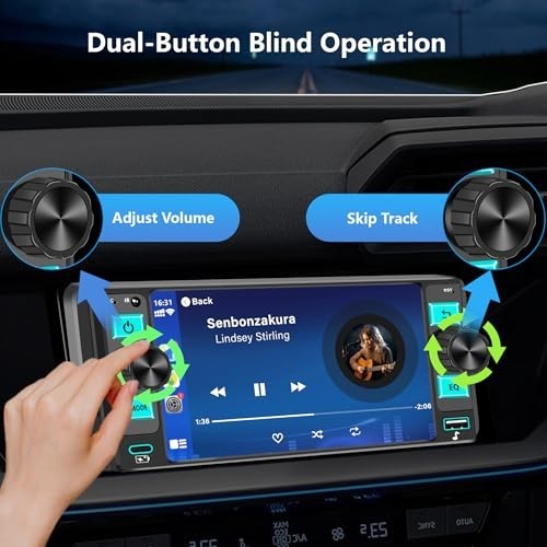 Single Din Touchscreen Car Stereo – Wireless Apple CarPlay, Android Auto, Blueto