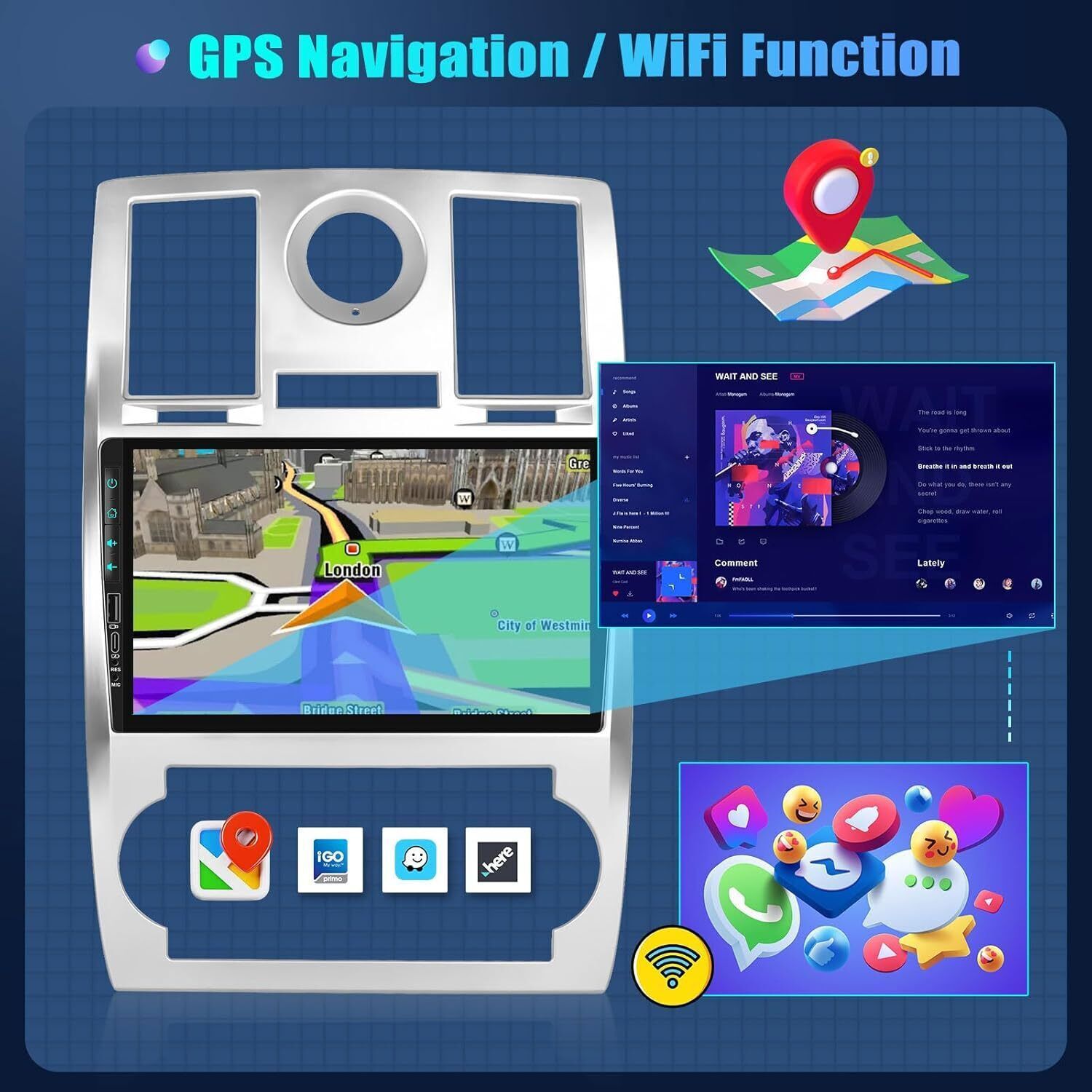 Car Radio Stereo For Chrysler 300C 2005-2010 Android 12 Carplay GPS Navi Player