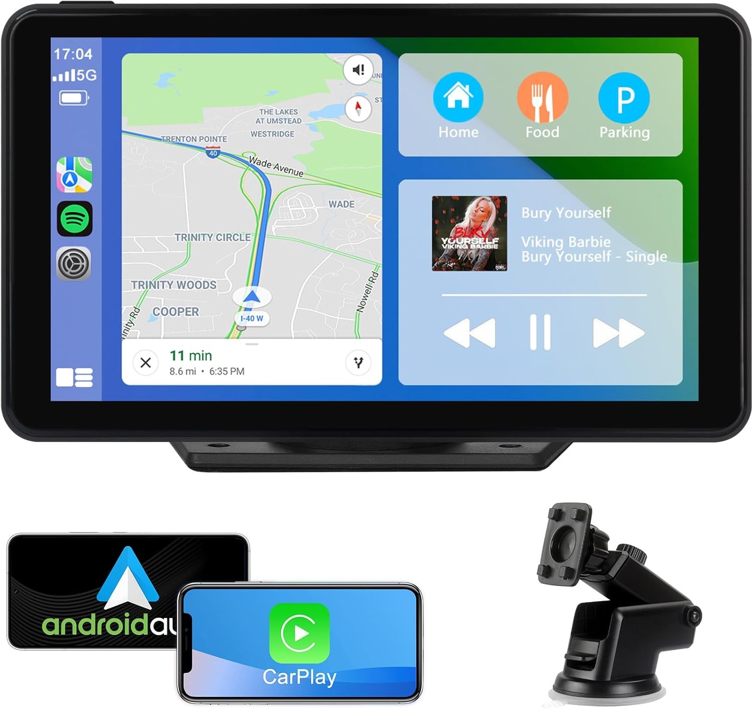Apple Carplay Screen 7″ HD Portable Car Stereo Wireless Android GPS Navigation
