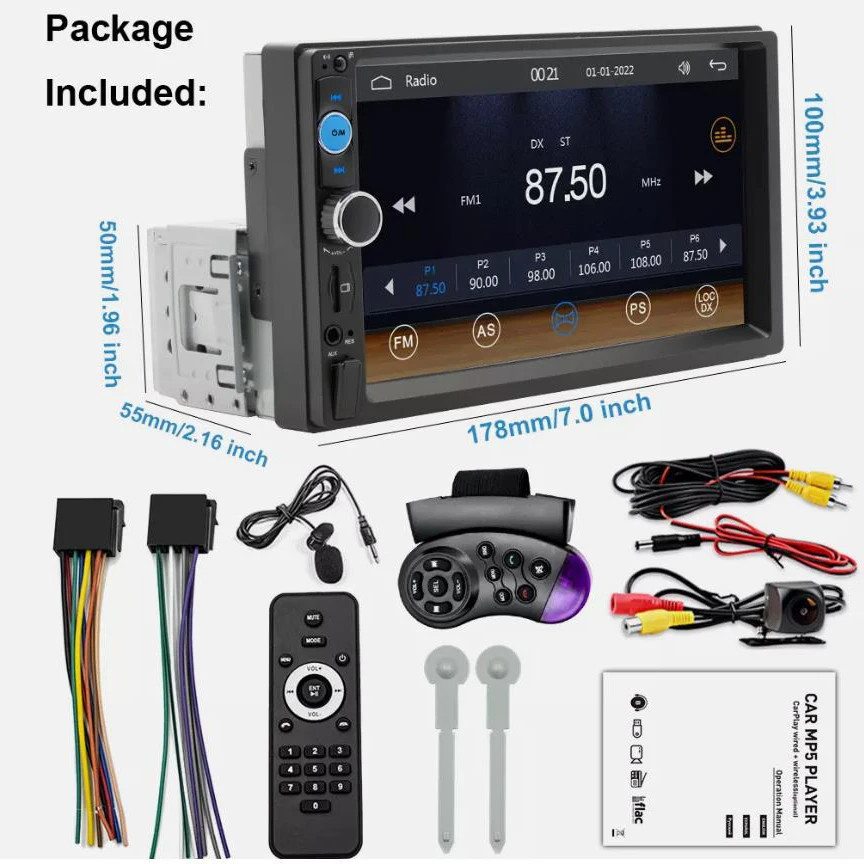 7inch Quality Single 1Din Touch Screen Car Stereo Radio With Handle Remote Contr