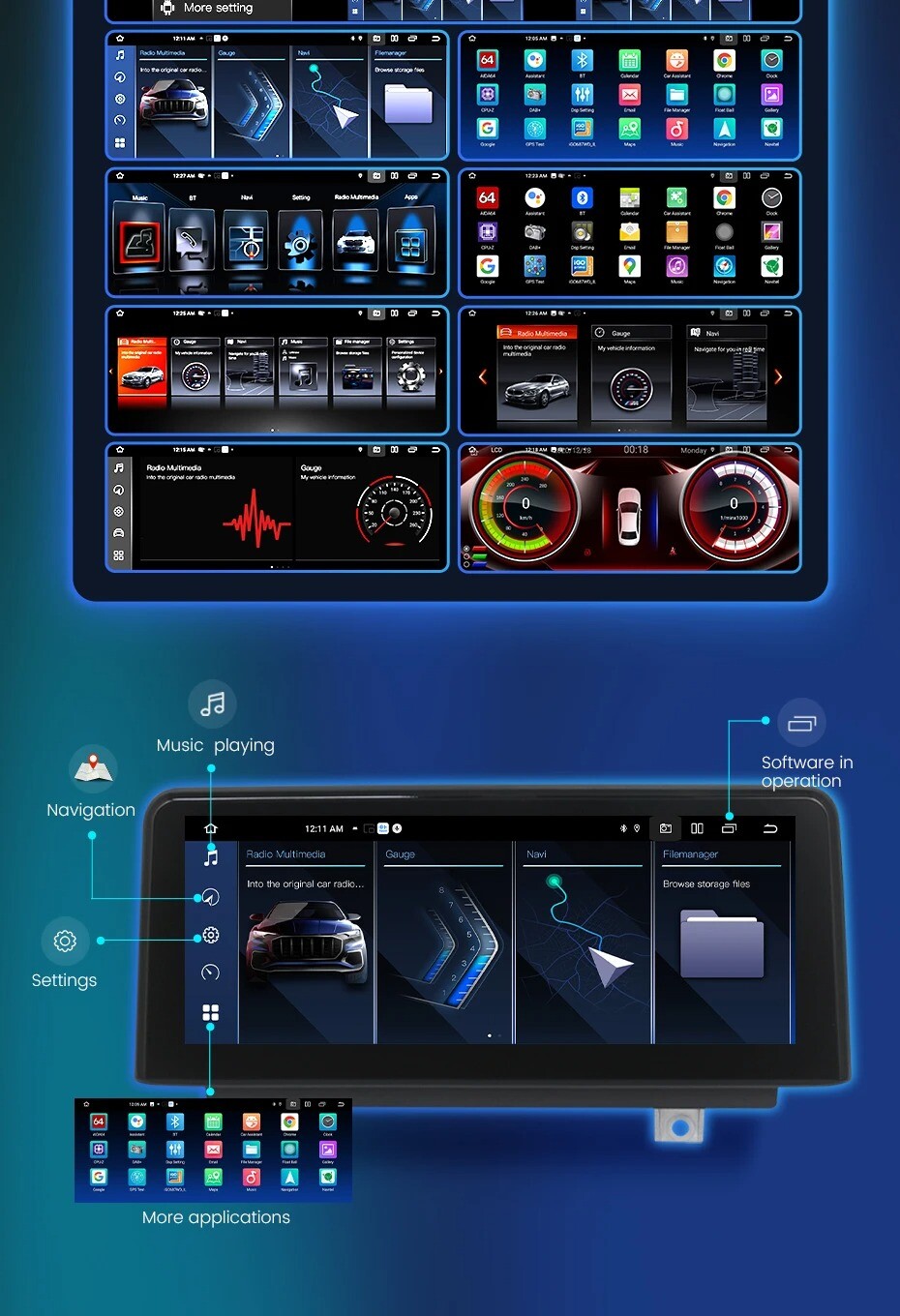 8.8inch For BMW 3/5 Series E60 E90 CIC Android 13 Car Stereo Radio GPS Carplay