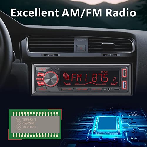 Car Stereo Bluetooth LCD Audio Radio with Brightness Adjustment APP Single Din