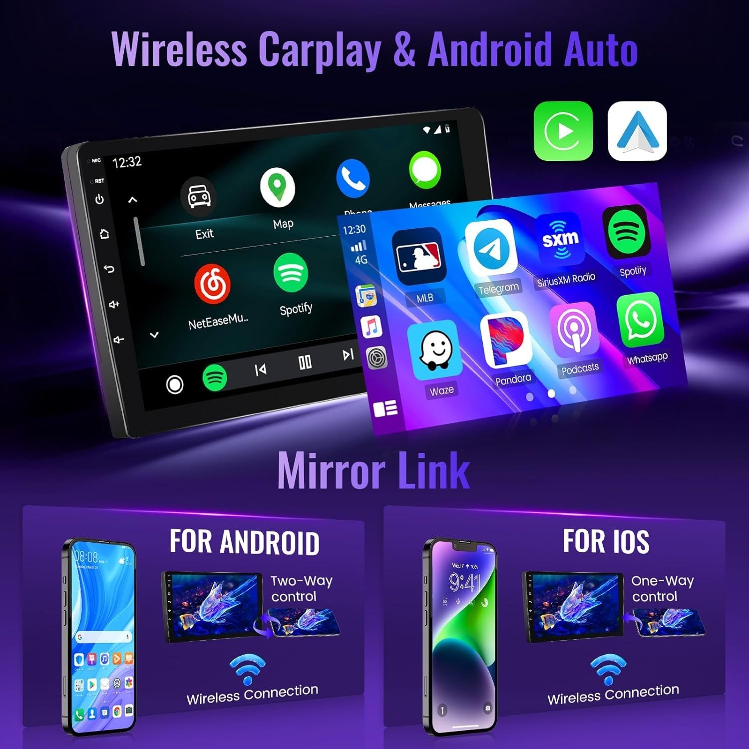 9″ Qualcomm 8Core 4+64G Android Auto Carplay for Toyota Corolla 2009-2013
