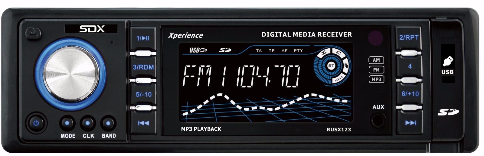 SDX Digital Music Player & Radio Receiver w USB slot and SD Card Slot RUSX-123