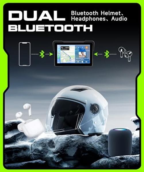 Motorcycle CarPlay Screen Portable Wireless Carplay Android Auto for 7 Inch