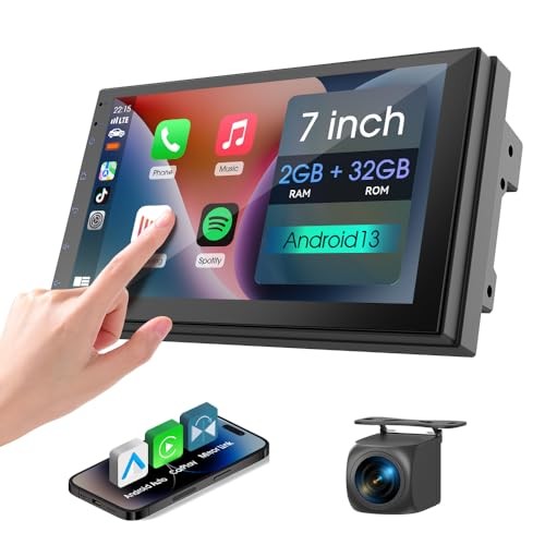 7 inch Car Stereo Double Din Radio with Carplay&Android 2GB+32GB (With Camera)
