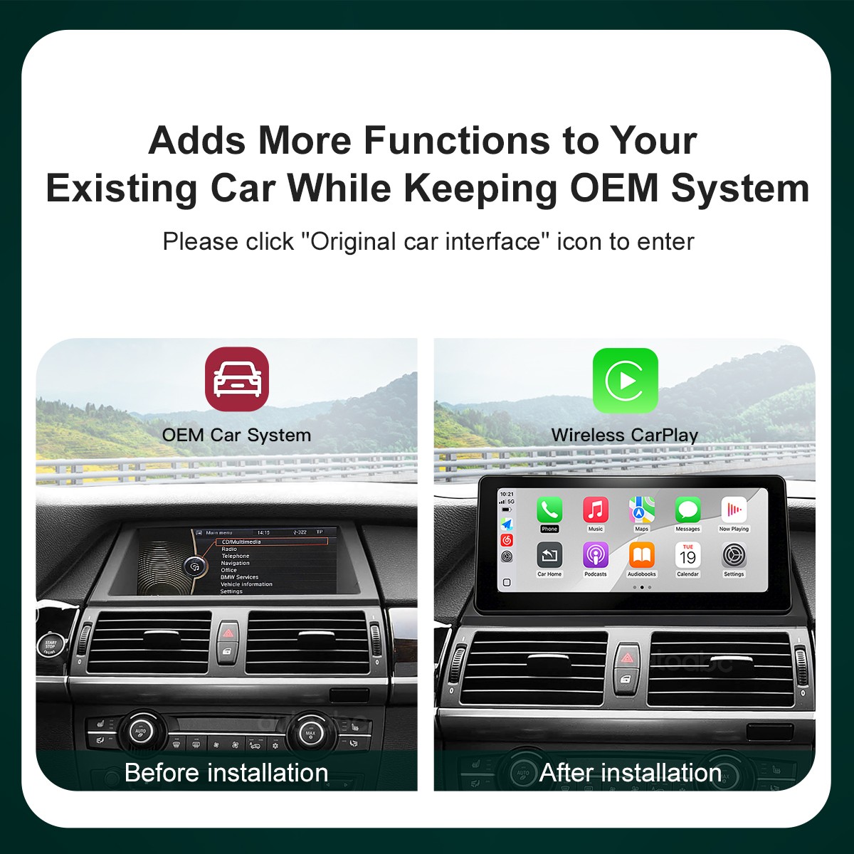 For BMW X5 E70 X6 E71 CIC 2011-2013 10.25” Android Auto CarPlay Car TouchScreen