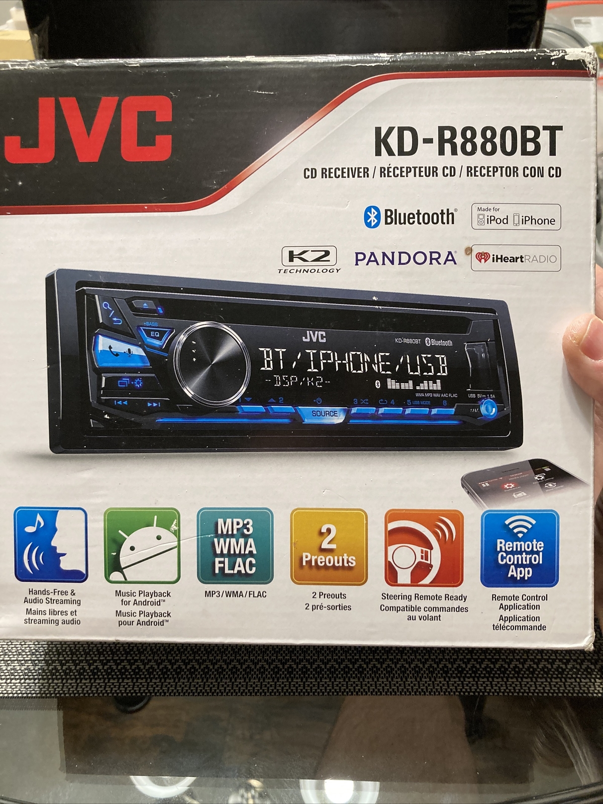 JVC KD-R880BT CD Player Bluetooth USB AUX EQ, HF @ AUDIO STREAMING OPEN BOX READ