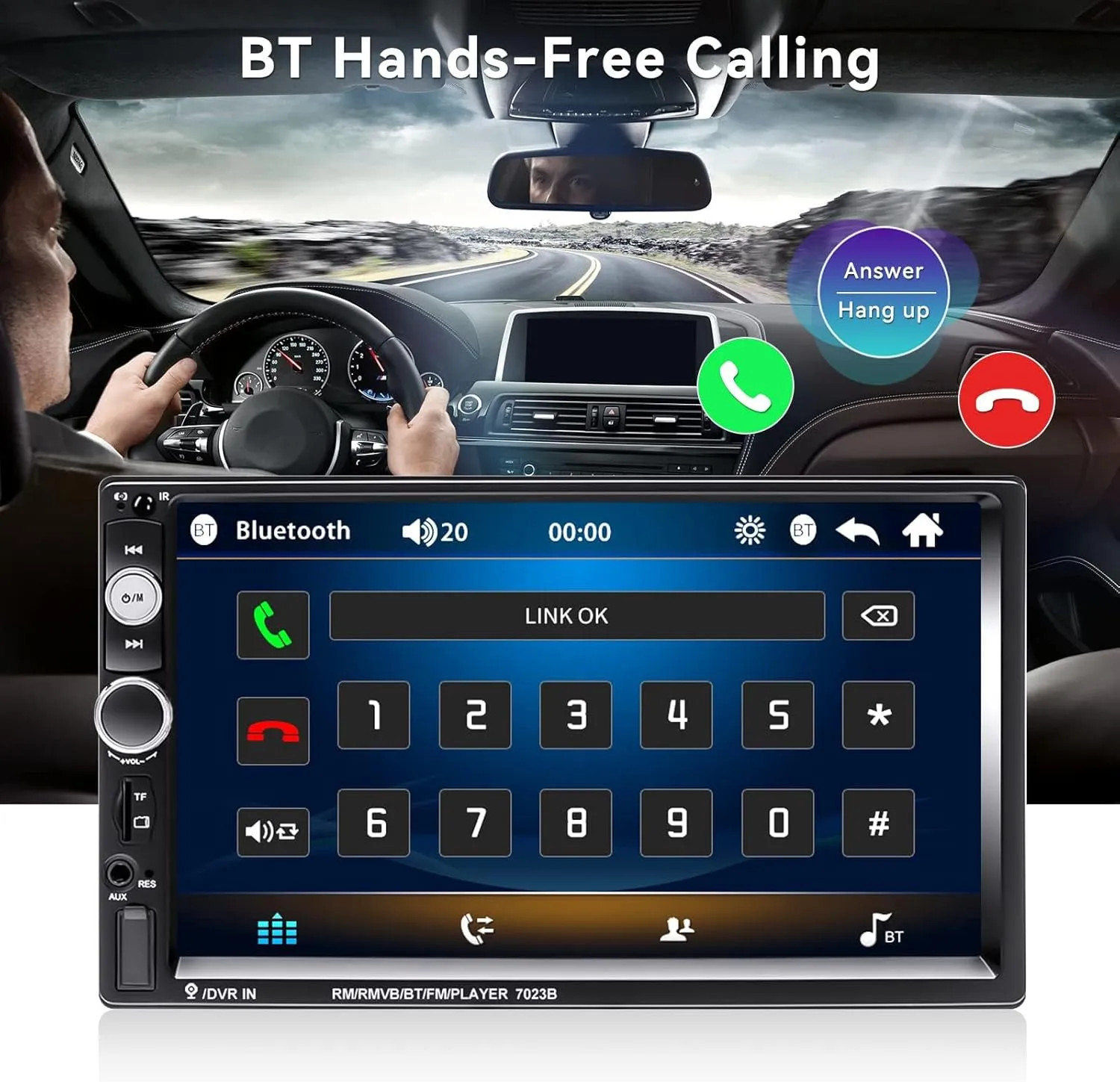 7 Inch Double Din Car Stereo Bluetooth MP5 Player With LED Backup Camera System