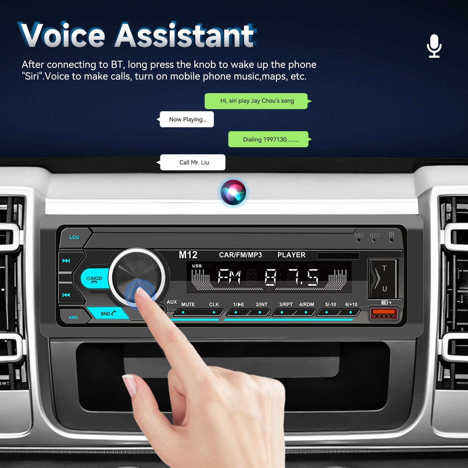 Car Stereo Bluetooth Audio In-Dash Aux Input Receiver SD USB MP3 Radio Player FM