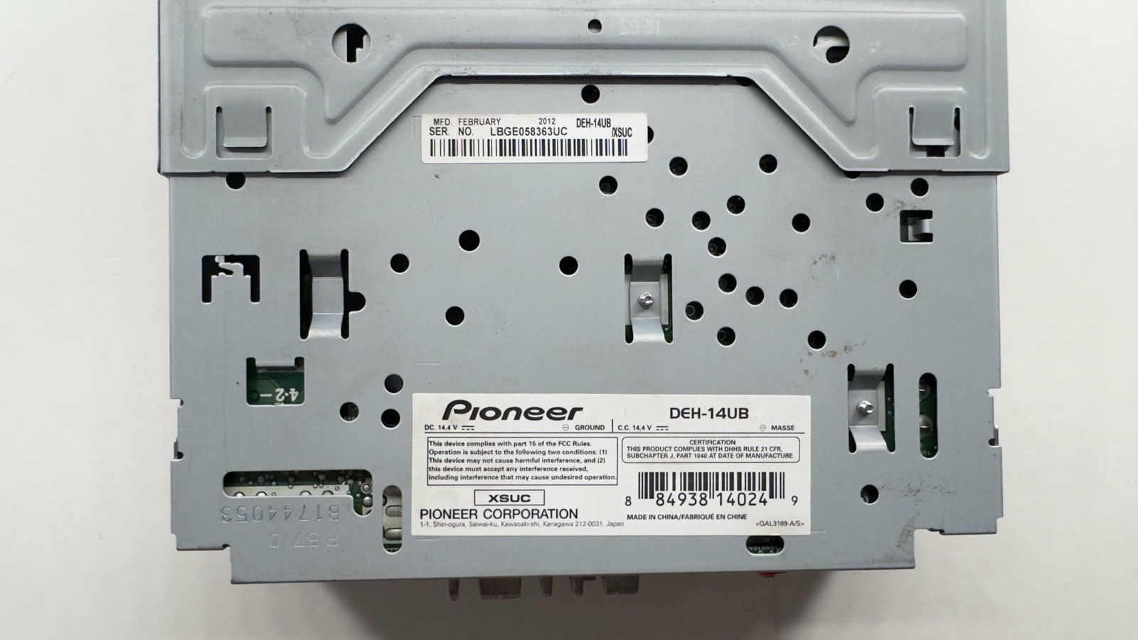 Pioneer DEH-14UB Car Stereo CD/MP3 Receiver – Untested