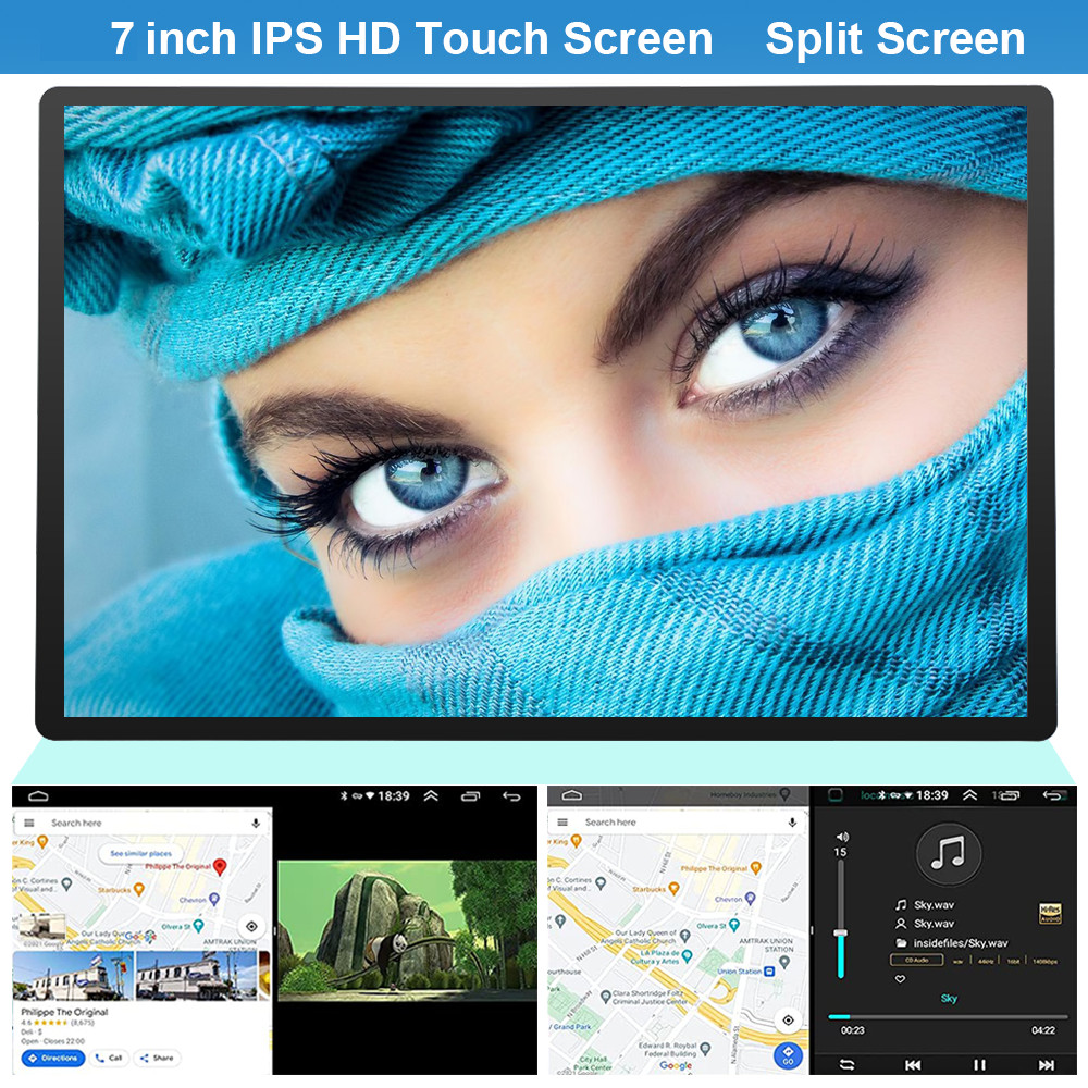 Single Din Car Stereo Wireless Apple CarPlay GPS 6.9 touchscreen Bluetooth Radio
