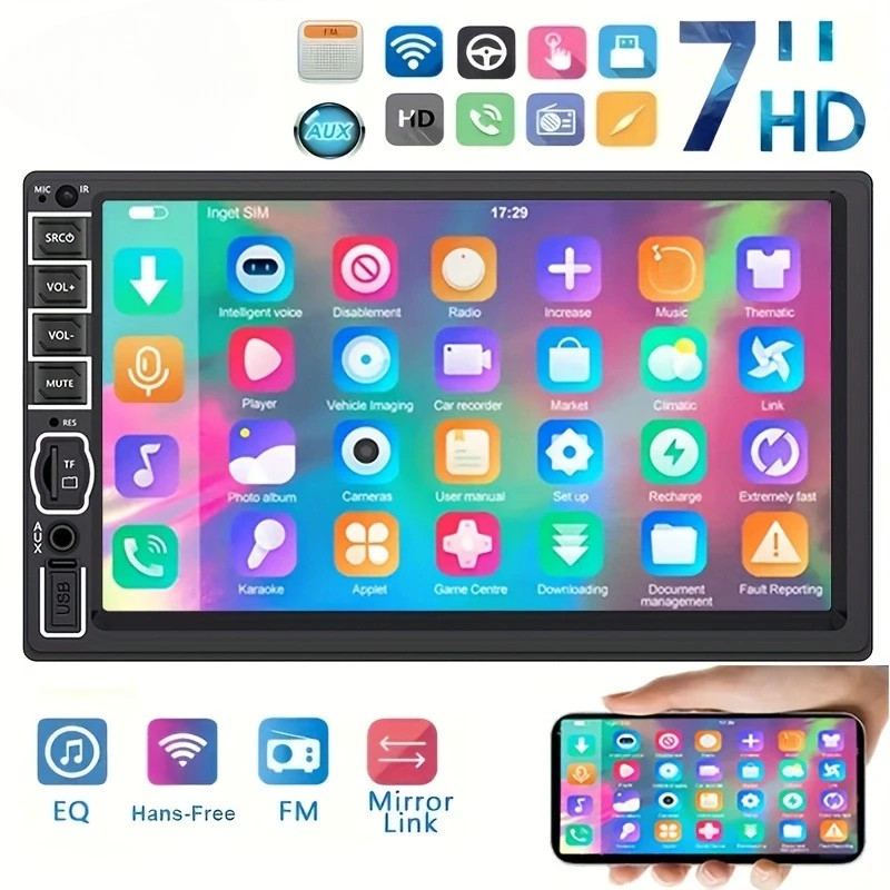 7″ 2 Din Car Stereo HD MP5 Player Bluetooth Touch Screen Radio Mrrior Link BT