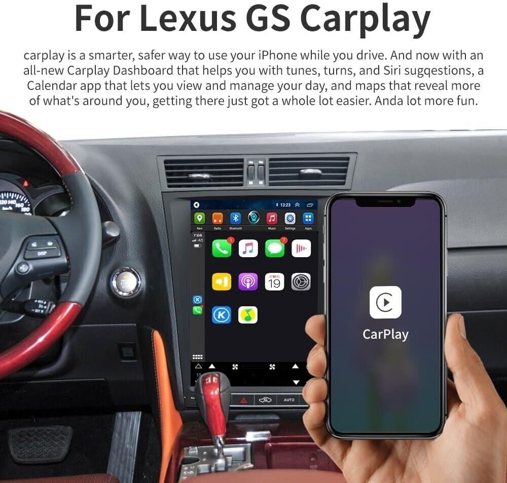 12.8” Car Stereo Radio Carplay Android Auto GPS DSP For Lexus GS300 GS350 GS450