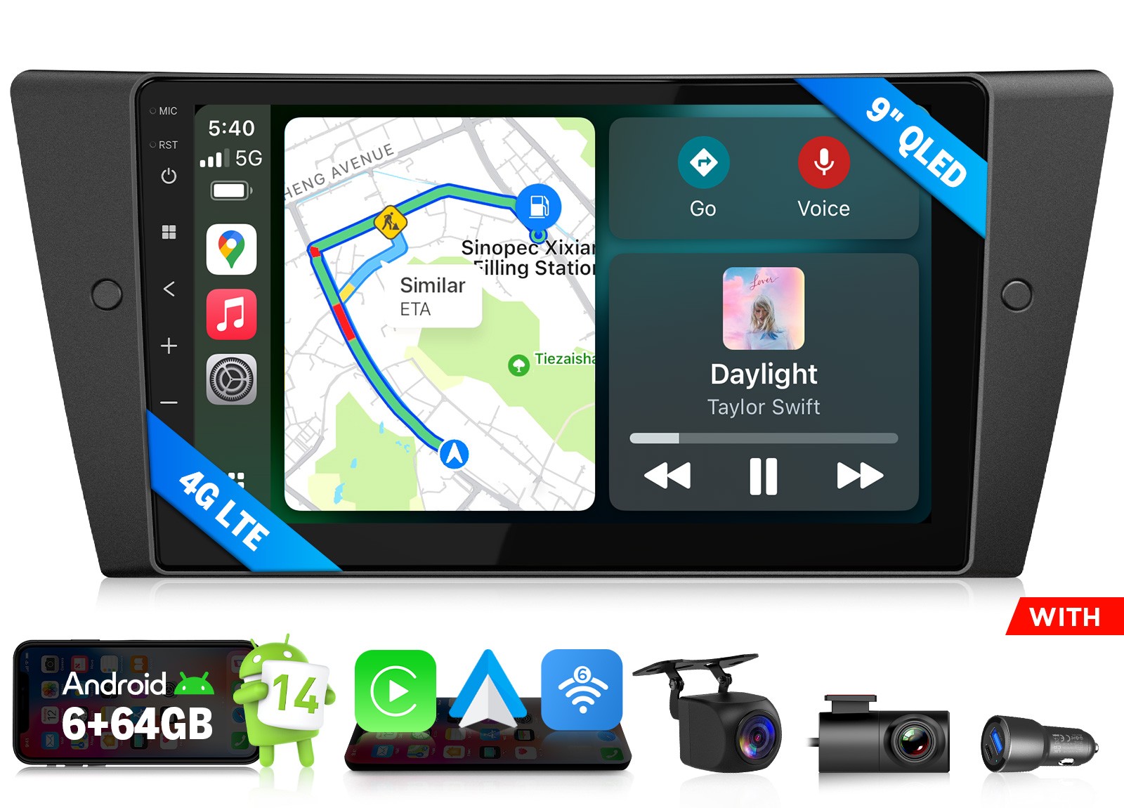 Eonon E90X7S 9″ QLED Android 14 6+64 Car Stereo for BMW M3 2006-2011 E90 CarPlay