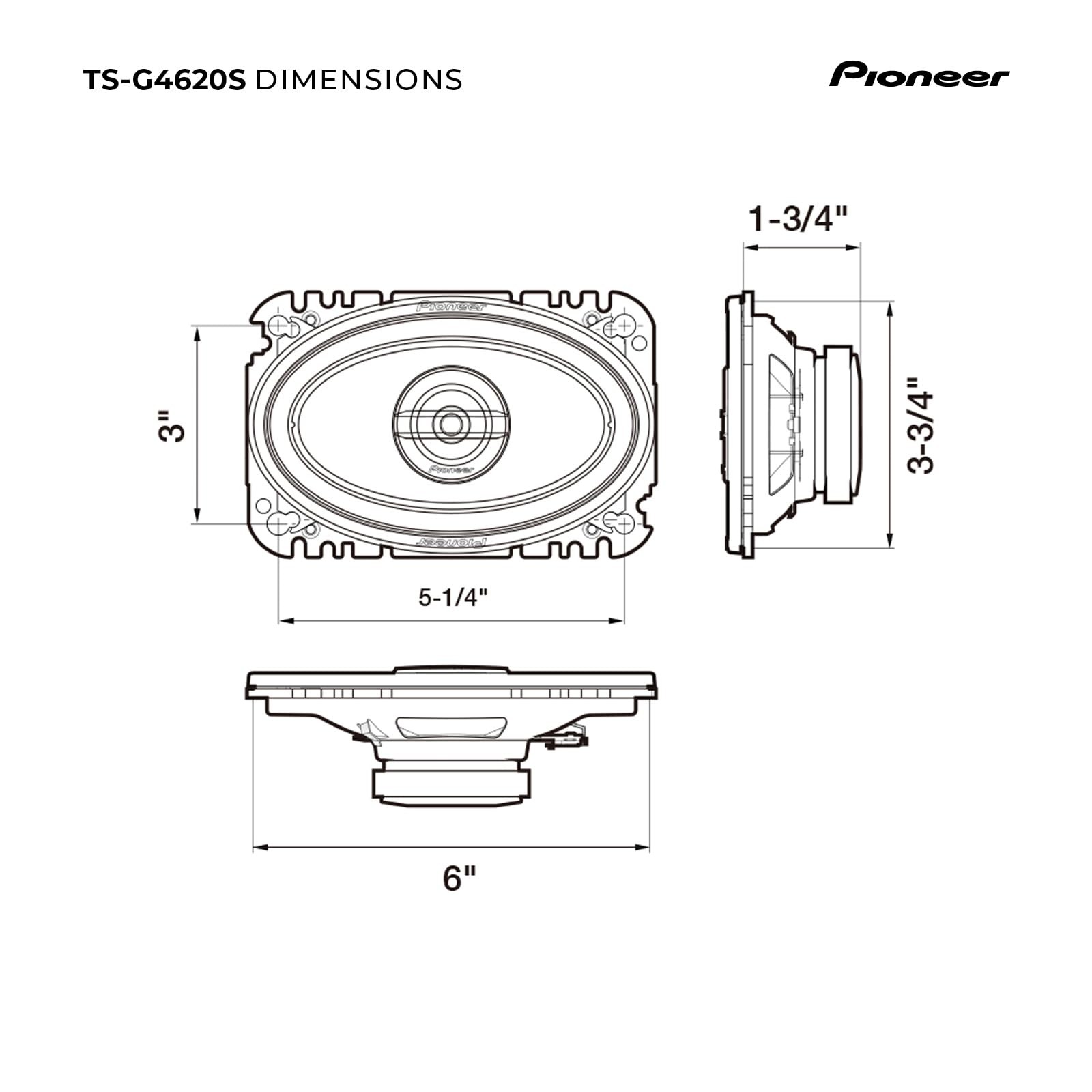G-Series TS-G4620S 4” x 6” 2-Way Speakers (Pair) – 210W Max, Balanced Sound +…