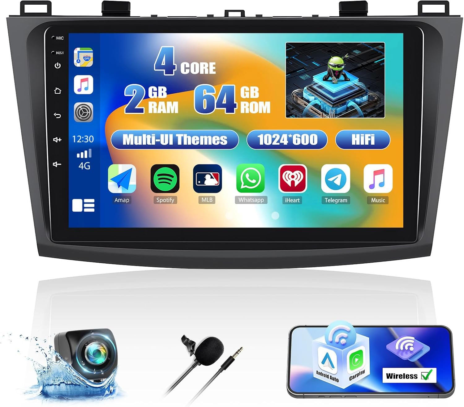 [2+64G] Android 13 Car Stereo for Mazda 3 2009-2013 with Wireless Carplay&Androi