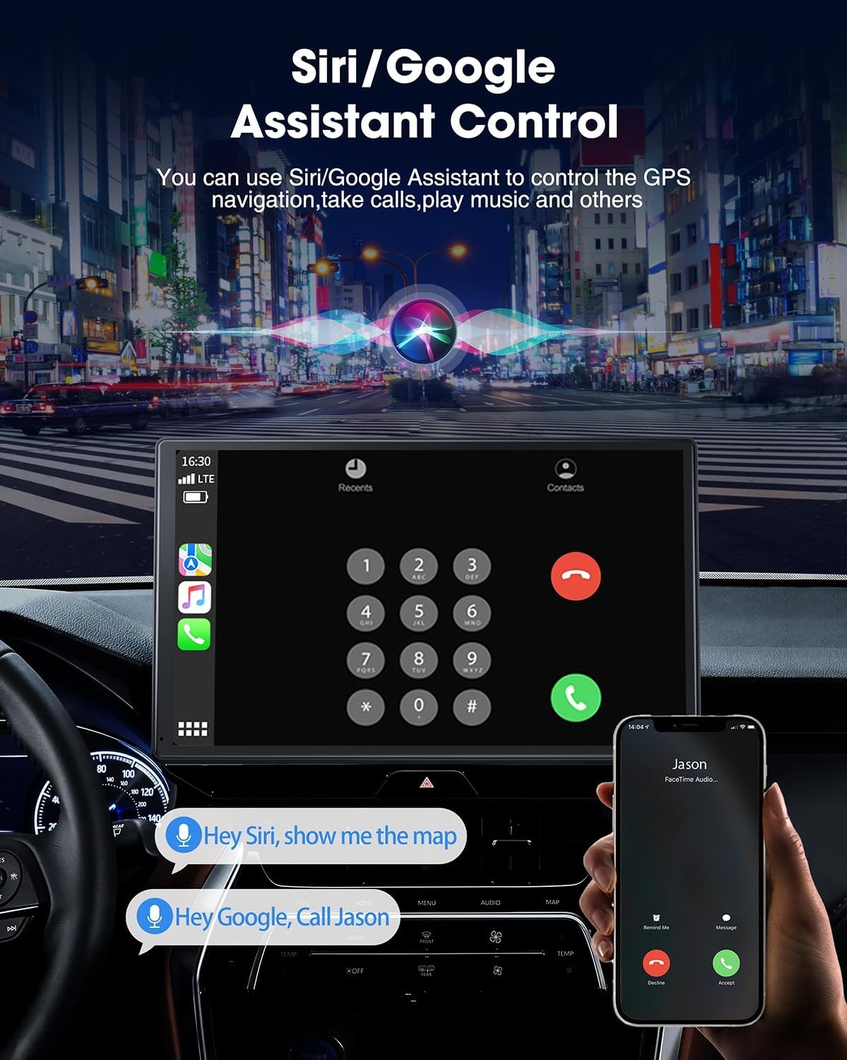 9″ Portable Car Stereo Radio Wireless Apple Carplay/Android Auto Touch Screen
