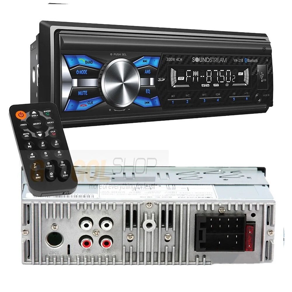 Soundstream Single DIN Car Stereo Receiver & 2 Pair 300W 6.5″ Coaxial Speakers