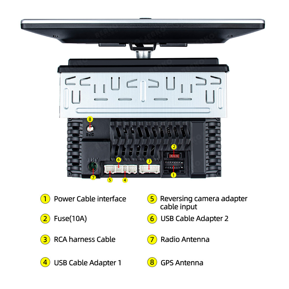 2+64G 1DIN Rotatable 10.1” Android 13 for Apple CarPlay Car Stereo Radio GPS BT