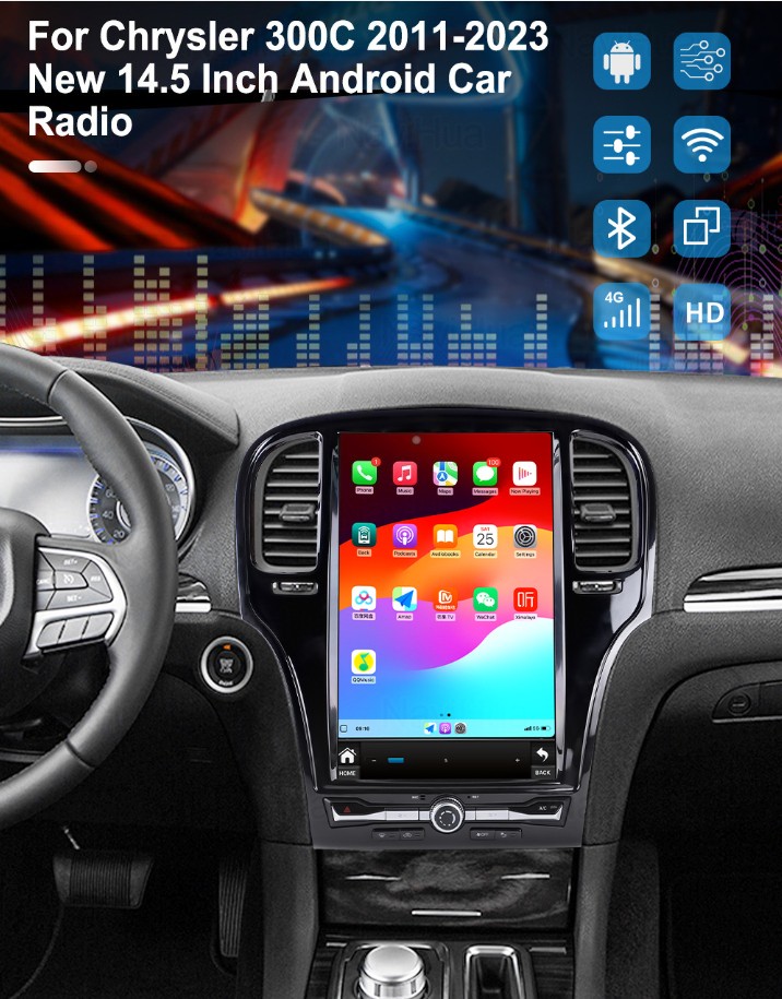 14.5″ Radio For Chrysler 300C Smart Screen GPS Navigation Stereo Upgrade 4+64GB
