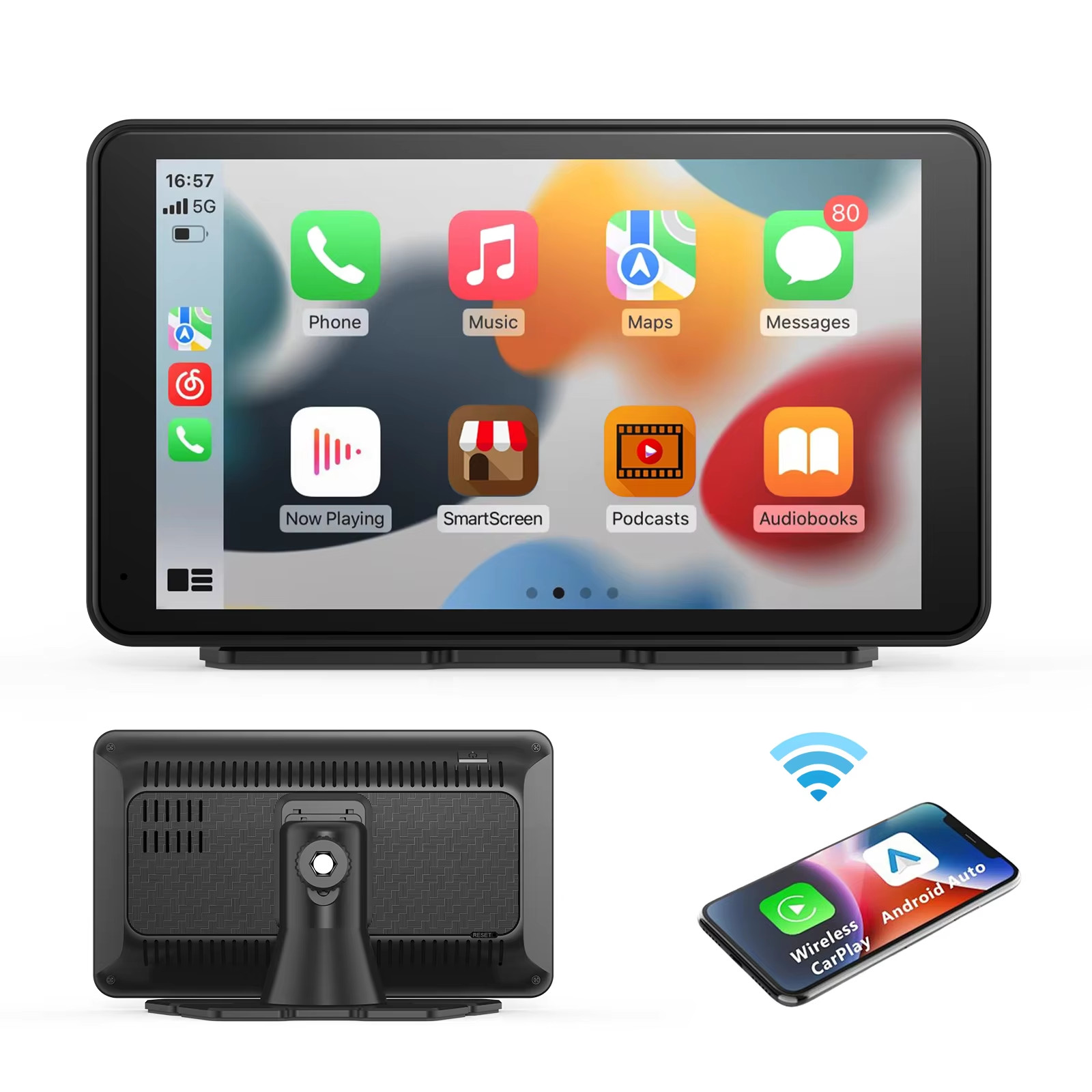 Wireless CarPlay Screen Portable Car Stereo Touchscreen Android Auto Universal