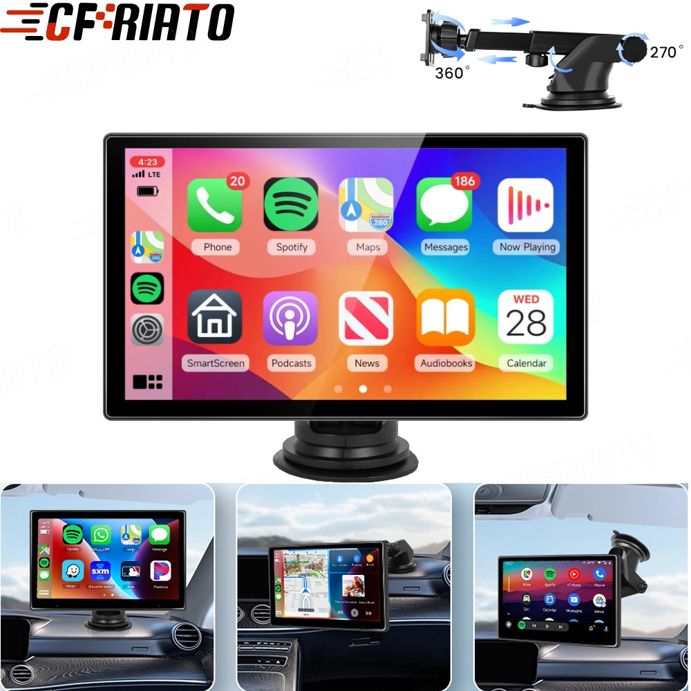 9” Portable Wireless Apple CarPlay Touch Screen Car Tablet Android Auto Radio