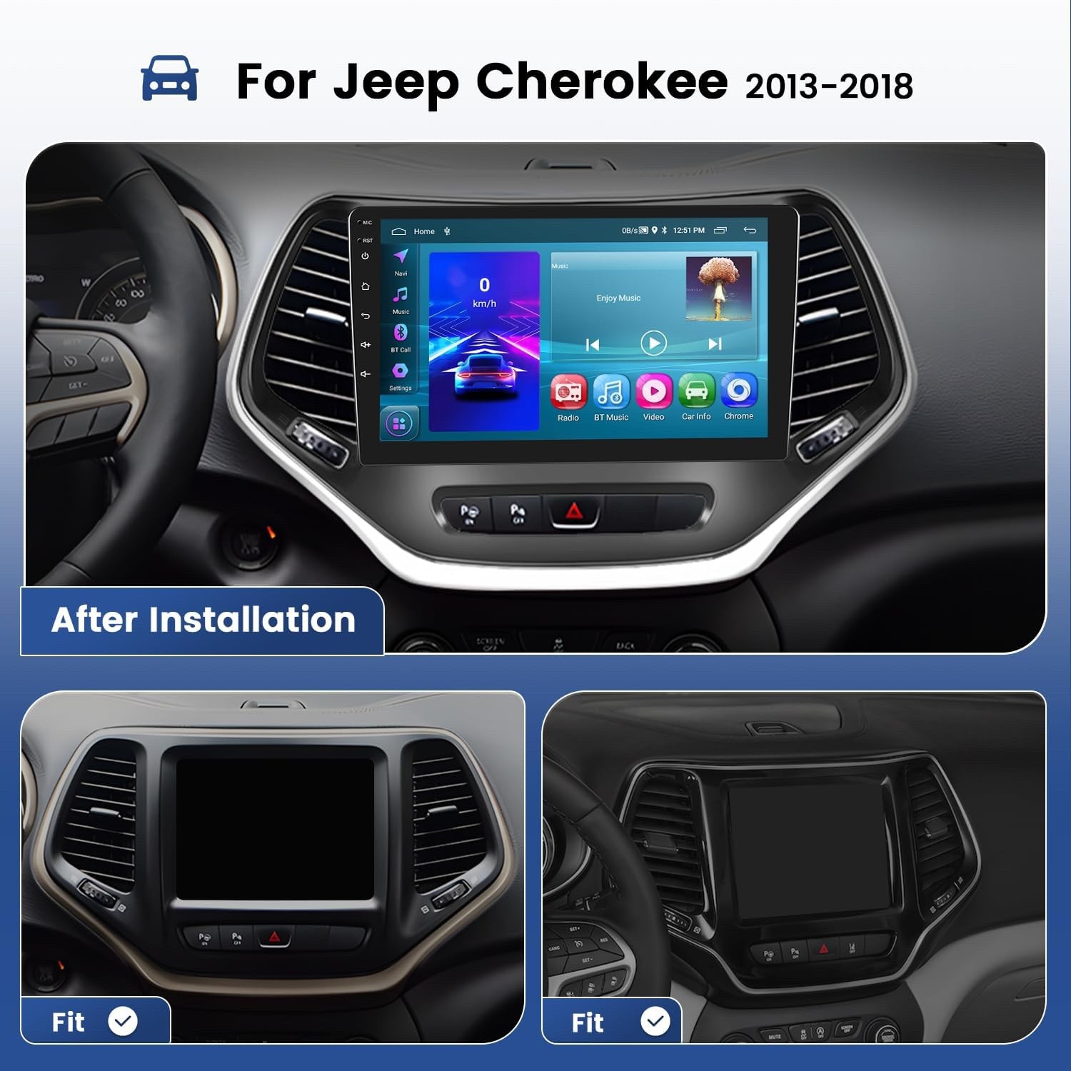 [2+64G] Android 13 Car Radio for Jeep Cherokee 2013-2018, 10.1 Inch Touchscre…